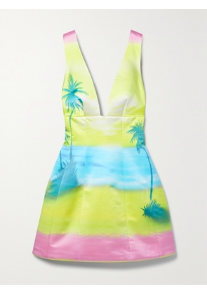 Brandon Maxwell - Printed Silk-satin Mini Dress - Yellow - US0,US2,US4,US6,US8,US10
