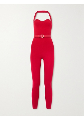 ZEYNEP ARCAY - Belted Stretch-knit Jumpsuit - Red - US0,US2,US4,US6,US8,US10,US12