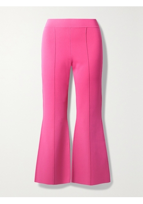 Adam Lippes - Pintucked Recycled Stretch-knit Flared Pants - Pink - x small,small,medium,large,x large