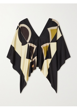 LOUISA PARRIS - The Majorca Printed Silk-twill Top - Black - One size