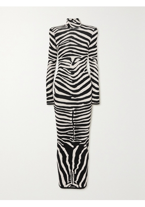 Balmain - Zebra-jacquard Maxi Dress - Animal print - FR 34,FR 36,FR 38,FR 40,FR 42,FR 44