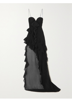 Alessandra Rich - Asymmetric Silk-georgette Gown - Black - IT38,IT40,IT42,IT44