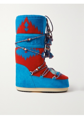 ALANUI - + Moon Boot Embellished Wool-jacquard And Suede Snow Boots - Red - EU 35/38,EU 39/41,EU 42/44