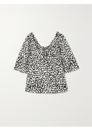 MOTHER OF PEARL - Etta Gathered Printed Tencel Lyocell Blouse - Ivory - x small,small,medium,large,x large