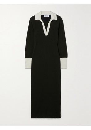 CLEMENTS RIBEIRO - Teri Two-tone Cashmere Midi Dress - Black - x small,small,medium,large