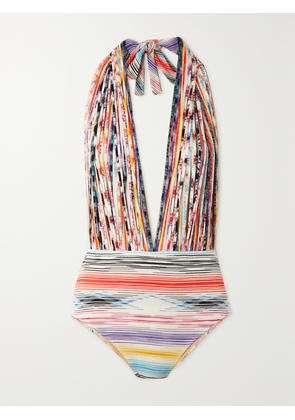 Missoni - Mare Space-dyed Webbing And Crochet-knit Halterneck Swimsuit - Red - IT36,IT38,IT40,IT42,IT44,IT46,IT48