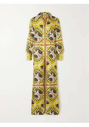 Valentino Garavani - Manifesto Printed Silk-twill Jumpsuit - Yellow - IT36,IT38,IT40,IT42,IT44,IT48