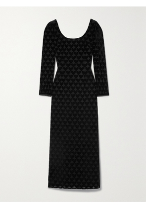HVN - Jules Devoré-velvet Maxi Dress - Black - US0,US2,US4,US6,US8,US10,US12