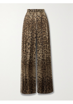Dolce & Gabbana - Leopard-print Pleated Chiffon Wide-leg Pants - Animal print - IT38,IT40,IT42,IT44,IT46,IT48