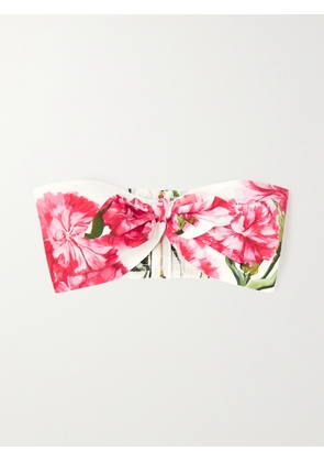Dolce & Gabbana - Cropped Strapless Floral-print Cotton-poplin Bustier Top - Pink - IT36,IT38,IT40,IT42,IT44,IT46,IT48,IT50,IT52
