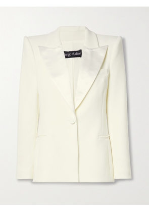SERGIO HUDSON - Satin-trimmed Wool-blend Crepe Blazer - Ivory - US0,US2,US4,US6,US8,US10,US12,US14,US16
