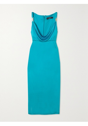 Versace - Embellished Draped Metallic Jersey Dress - Blue - IT36,IT38,IT40,IT42,IT44,IT46,IT48,IT50
