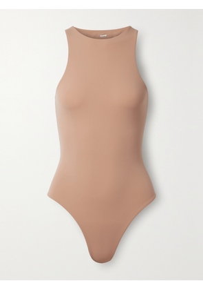 SKIMS - Fits Everybody Stretch Satin-jersey Thong Bodysuit - Ochre - Neutrals - XXS,XS,S,M,L,XL,2XL,3XL,4XL