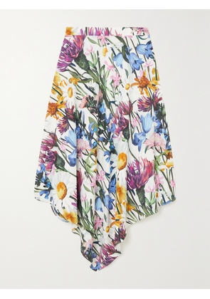Stella McCartney - Asymmetric Floral-print Crepe De Chine Midi Skirt - White - IT34,IT36,IT38,IT40,IT42,IT44,IT46,IT48