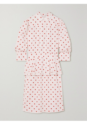 BATSHEVA - Rilke Ruffled Pintucked Polka-dot Cotton-poplin Mini Dress - White - US0,US2,US4,US6,US8,US10,US12,US16