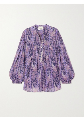 Isabel Marant - Kiledia Pleated Paisley-print Cotton And Silk-blend Blouse - Purple - FR 34,FR 36,FR 38,FR 40,FR 42,FR 44
