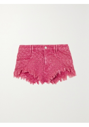 Isabel Marant - Aneida Fringed Distressed Denim Shorts - Pink - FR 34,FR 36,FR 38,FR 40,FR 42,FR 44