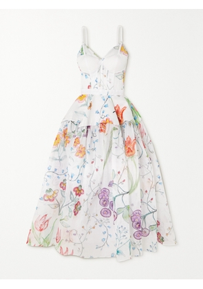 Rosie Assoulin - Golden Afternoon Layered Floral-print Cotton-poplin And Voile Midi Dress - White - US2,US4,US6,US8