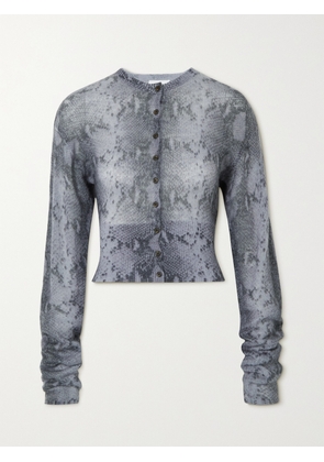 16ARLINGTON - Endora Snake-print Knitted Cardigan - Blue - x small,small,medium,large,x large