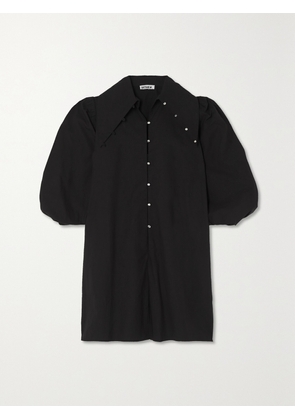 BATSHEVA - Robin Crystal-embellished Cotton-poplin Mini Dress - Black - US0,US2,US4,US6,US8,US10,US12,US16,US18