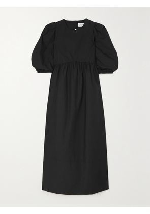CAES - Cutout Gathered Cotton And Lyocell-blend Poplin Maxi Dress - Black - x small,small,medium,large