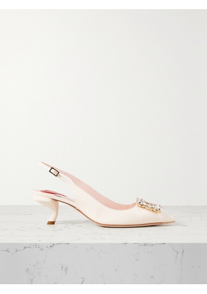 Roger Vivier - Virgule Strass Crystal-embellished Patent-leather Slingback Pumps - Off-white - IT35,IT35.5,IT36,IT36.5,IT37,IT37.5,IT38,IT38.5,IT39,IT39.5,IT40,IT40.5,IT41,IT41.5,IT42