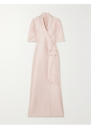REEM ACRA - Embellished Wrap-effect Mikado-piqué Gown - Pink - x small,small,medium,large,x large,xx large