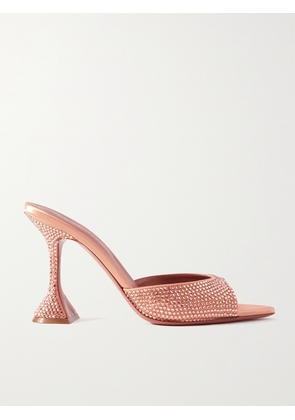 Amina Muaddi - Caroline Crystal-embellished Satin Mules - Orange - IT35,IT35.5,IT36,IT36.5,IT37,IT37.5,IT38,IT38.5,IT39,IT39.5,IT40,IT40.5,IT41,IT41.5