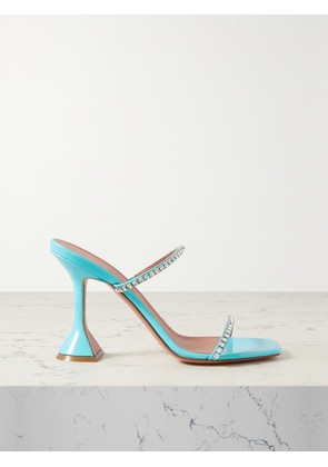 Amina Muaddi - Gilda Crystal-embellished Patent-leather Mules - Blue - IT35,IT35.5,IT36,IT36.5,IT37,IT37.5,IT38,IT38.5,IT39,IT39.5,IT40,IT40.5,IT41,IT41.5