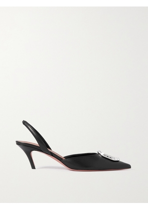 Amina Muaddi - Camelia Crystal-embellished Leather Slingback Pumps - Black - IT35,IT35.5,IT36,IT36.5,IT37,IT37.5,IT38,IT38.5,IT39,IT39.5,IT40,IT40.5,IT41,IT41.5,IT42,IT43