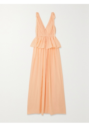 Adam Lippes - Dendur Tie-detailed Pleated Cotton And Silk-blend Voile Gown - Pink - US0,US2,US4,US6,US8,US10