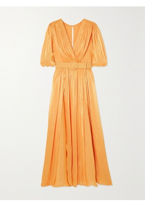 Costarellos - Brennie Belted Metallic Lamé Midi Dress - Orange - FR 34,FR 36,FR 38,FR 40,FR 42,FR 44,FR 46