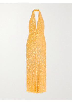 MARKARIAN - Valerie Sequined Crepe Halterneck Midi Dress - Yellow - US0,US2,US4,US6,US8,US10,US12