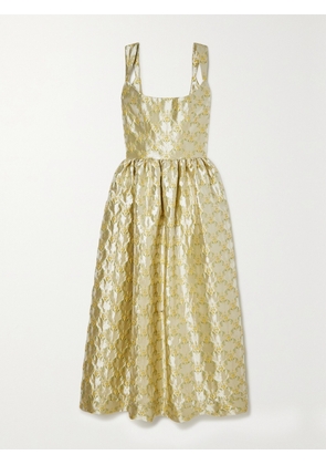MARKARIAN - Apple Metallic Floral-brocade Midi Dress - Yellow - US0,US2,US4,US6,US8,US10,US12,US14