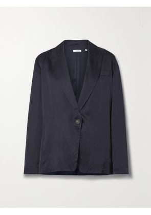 VINCE - Silk And Cotton-blend Habotai Blazer - Blue - x small,small,medium,large,x large