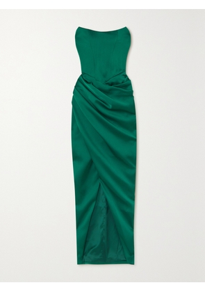 RASARIO - Strapless Draped Satin-crepe Gown - Green - FR 34,FR 36,FR 38,FR 40,FR 42,FR 44