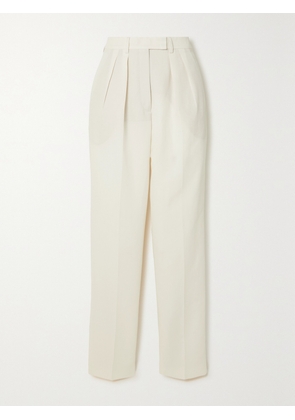 AKRIS - Fidelia Pleated Cotton And Linen-blend Tapered Pants - Off-white - US2,US4,US6,US8,US10,US12,US14