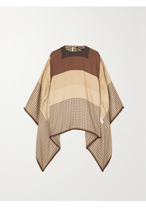 Balmain - Printed Silk-jacquard Poncho - Brown - One size