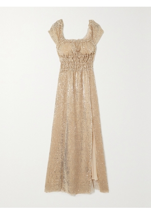 Altuzarra - Lily Shirred Sequined Stretch-silk Midi Dress - Gold - FR 34,FR 36,FR 38,FR 40,FR 42,FR 44,FR 46