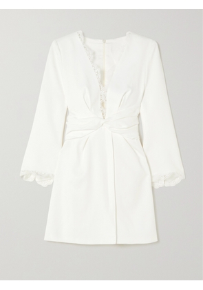 RIME ARODAKY - Twist-front Lace-trimmed Crepe Mini Dress - White - FR 34,FR 36,FR 38,FR 40,FR 42