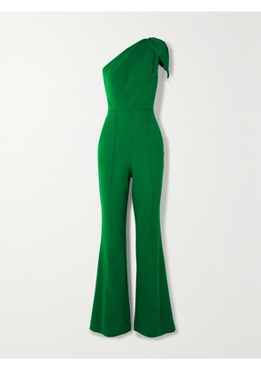 ROLAND MOURET - One-shoulder Stretch-cady Jumpsuit - Green - UK 4,UK 6,UK 8,UK 10,UK 12,UK 14,UK 16