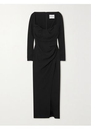 ROLAND MOURET - Draped Cady Maxi Dress - Black - UK 4,UK 6,UK 8,UK 10,UK 12,UK 14,UK 16