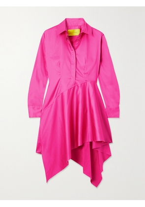 MARQUES' ALMEIDA - Asymmetric Stretch-cotton Poplin Mini Shirt Dress - Pink - UK 4,UK 6,UK 8,UK 10,UK 12,UK 14,UK 16