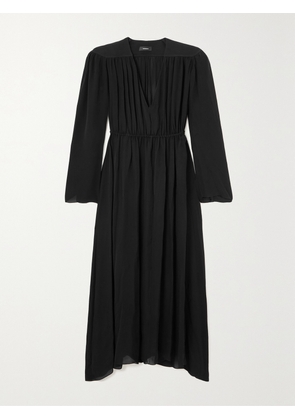 WARDROBE.NYC - Gathered Silk-voile Maxi Dress - Black - xx small,x small,small,medium,large