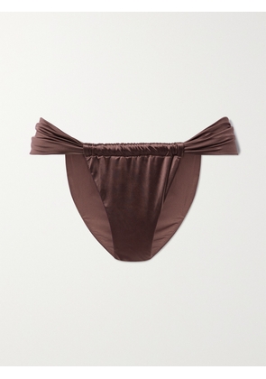 GOOD AMERICAN - Bali Stretch-satin Bikini Briefs - Brown - 01,2,3,4,5,6,7,8