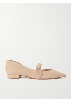 ALEXANDRE BIRMAN - Asymmetric Clarita Bow-detailed Suede Mary Jane Flats - Neutrals - IT35,IT36,IT36.5,IT37,IT37.5,IT38,IT38.5,IT39,IT39.5,IT40,IT40.5,IT41,IT42