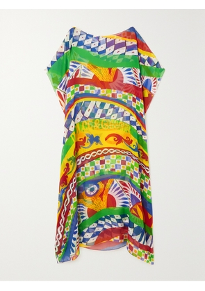 Dolce & Gabbana - Asymmetric Printed Silk-chiffon Kaftan - Yellow - 1,2,3,4