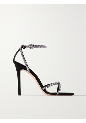 Gianvito Rossi - 105 Crystal-embellished Suede Sandals - Black - IT35,IT36,IT36.5,IT37,IT37.5,IT38,IT38.5,IT39,IT39.5,IT40,IT40.5,IT41,IT42