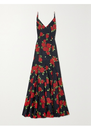 MARKARIAN - Marylin Pleated Floral-print Crepe De Chine Gown - Red - US4,US6,US8,US10,US12