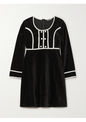 BATSHEVA - Mason Satin-trimmed Velvet Mini Dress - Black - US0,US2,US4,US6,US8,US10,US12,US14,US16,US18